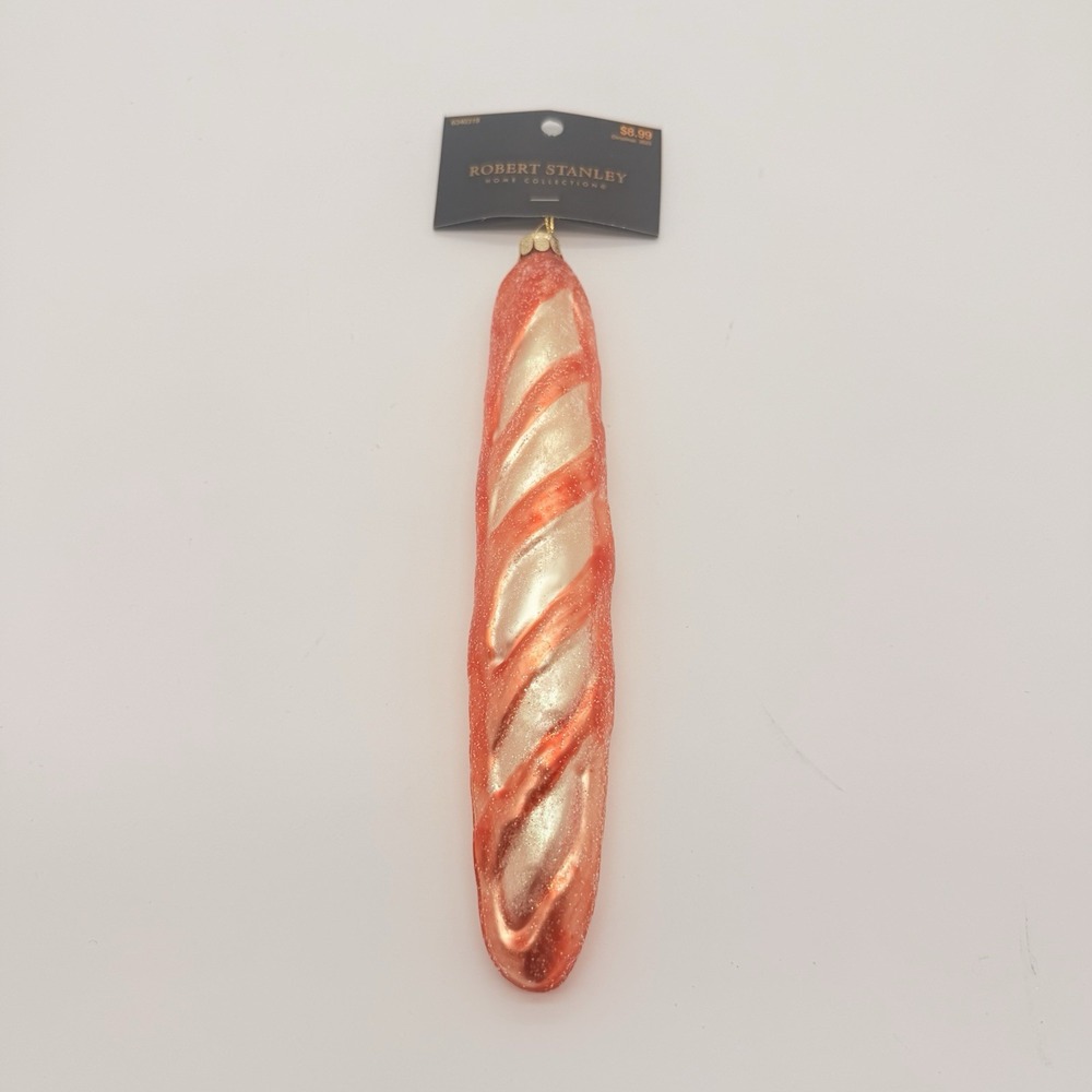 Christmas Ornament French Baguette Bread Loaf Robert Stanley 8.25" Glitter New